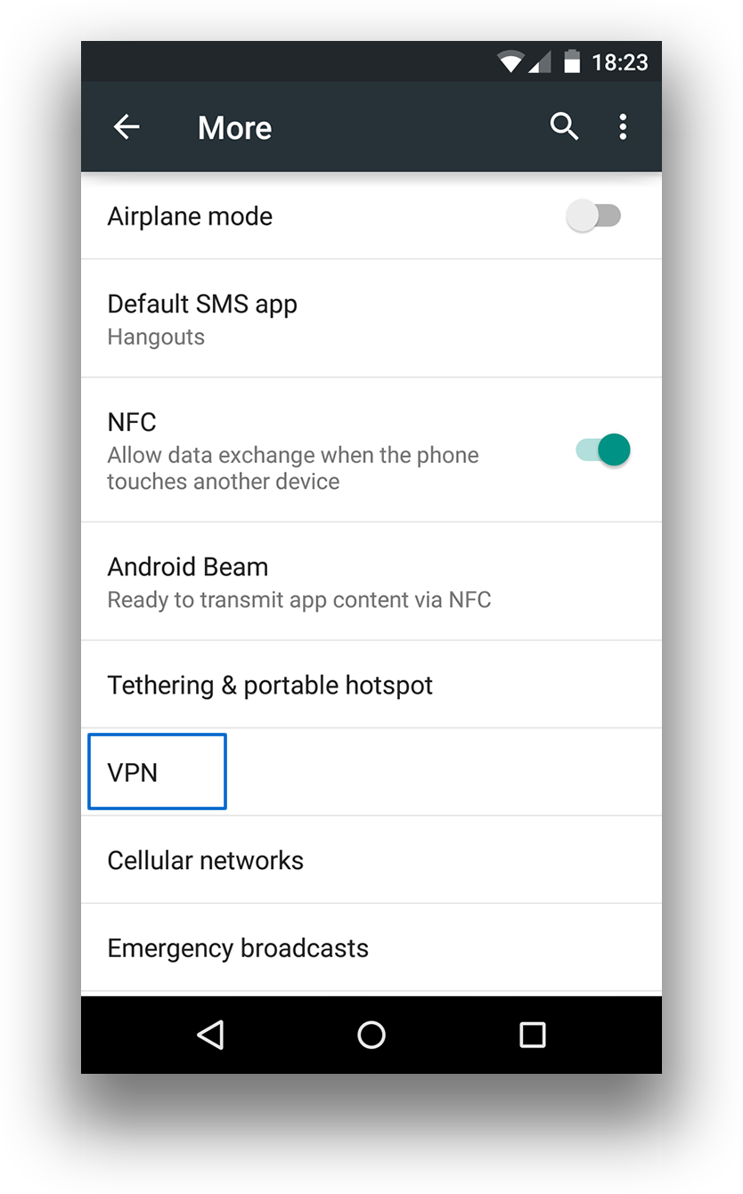 Click on the menu point VPN in your settings.