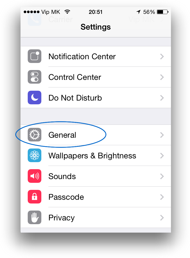 In settings go to General 