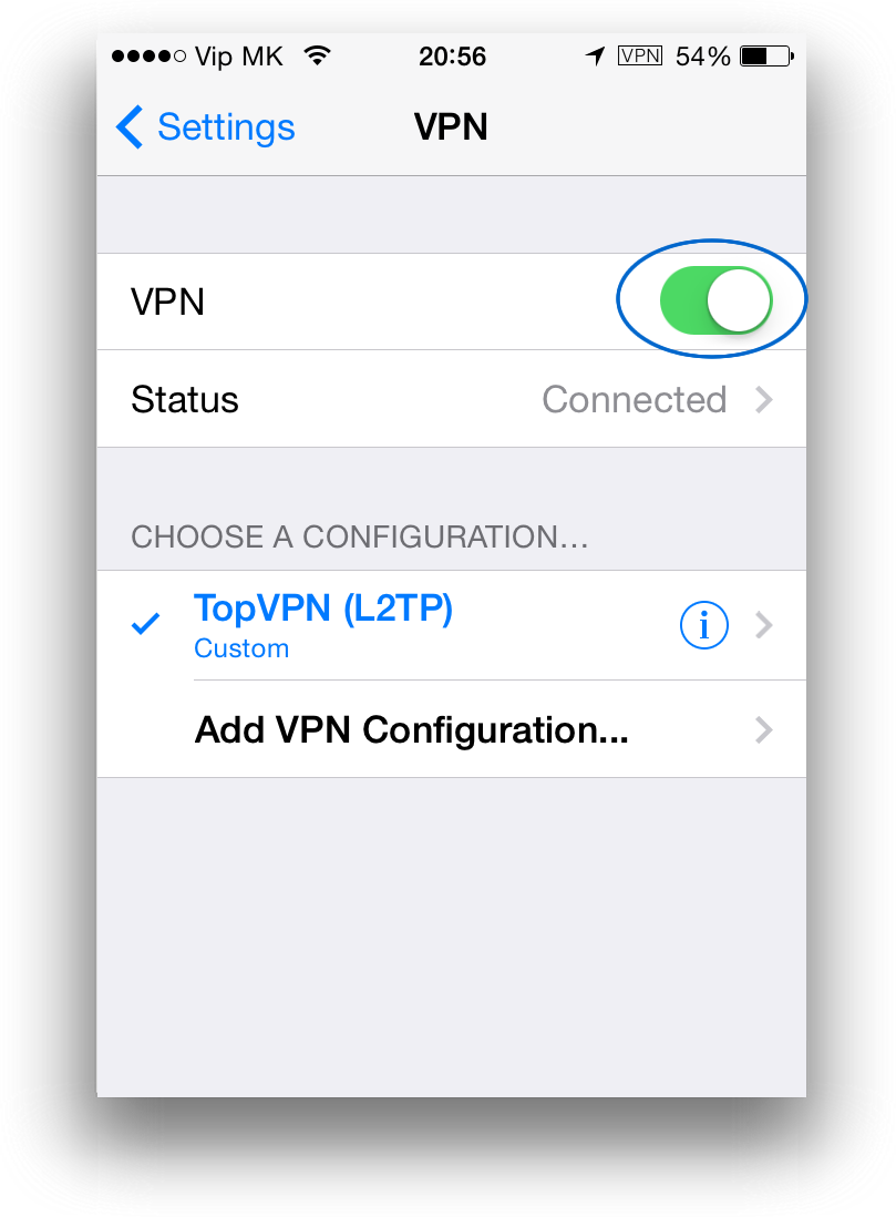 If you like to disconnect from TopVPN click again on toggle button on the top.